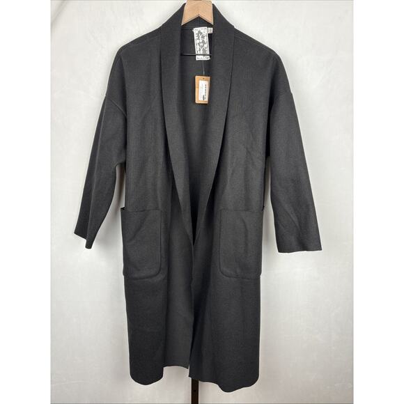 NEW Sadie & Sage Open Front Coat Womens Small Black Relaxed Lagenlook Minimalist - Picture 2 of 12
